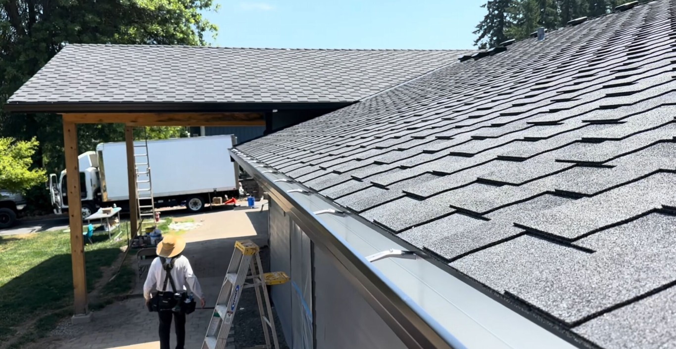 Residential roofing installation with gray shingles in Rancho Santa Margarita, CA